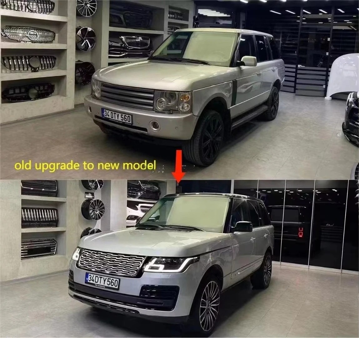 For RR vogue 2002-2012 Upgrade to 2018-2022 OE Style  Front and Rear Bumper Completely Hood  Lights Fenders Body Kit